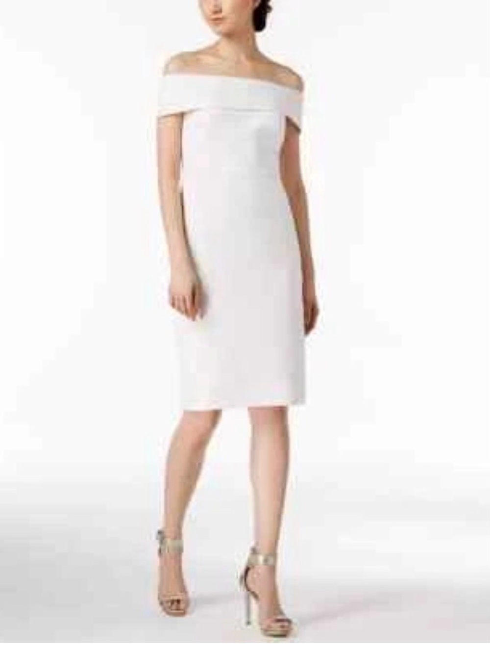 Calvin Klein One-Shoulder White Sheath Dress